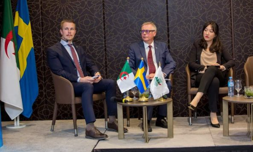 شارك اليوم 5 ديسمبر 2023 إطارات من المحافظة للطاقات المتجددة والفعالية الطاقوية في منتدى الأعمال الجزائري السويدي للاستثمار والتجارة